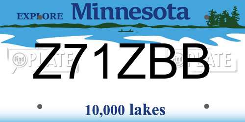 Z71ZBB Minnesota License Plate