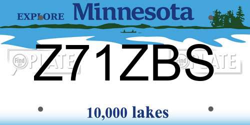 Z71ZBS Minnesota License Plate
