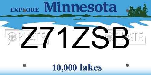 Z71ZSB Minnesota License Plate