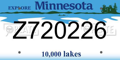 Z720226 Minnesota License Plate