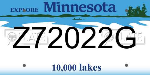 Z72022G Minnesota License Plate