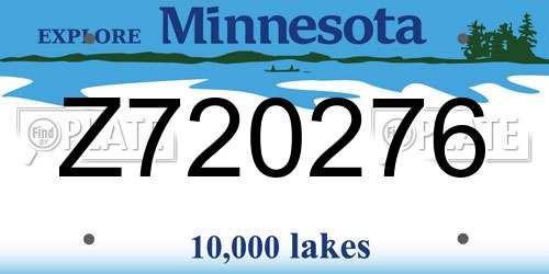 Z720276 Minnesota License Plate