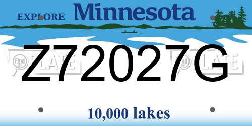 Z72027G Minnesota License Plate