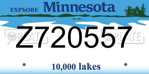 Z720557 Minnesota License Plate