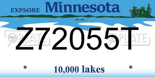Z72055T Minnesota License Plate