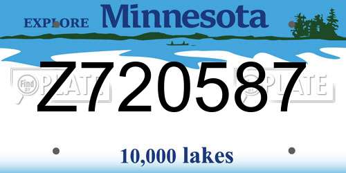 Z720587 Minnesota License Plate