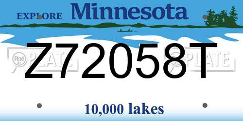 Z72058T Minnesota License Plate