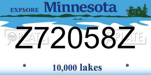Z72058Z Minnesota License Plate