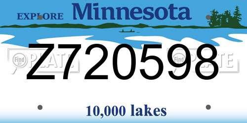 Z720598 Minnesota License Plate