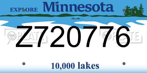 Z720776 Minnesota License Plate