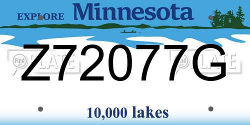 Z72077G Minnesota License Plate