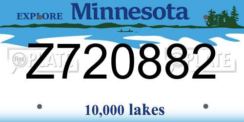 Z720882 Minnesota License Plate