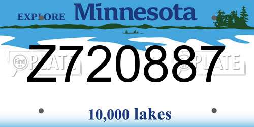 Z720887 Minnesota License Plate