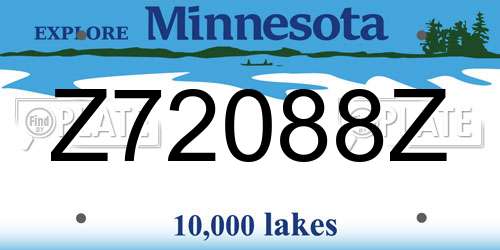 Z72088Z Minnesota License Plate