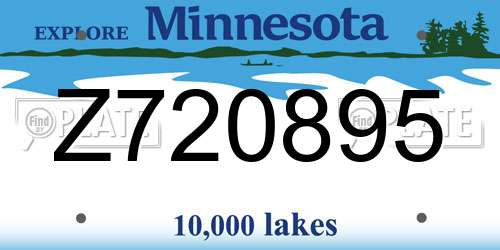 Z720895 Minnesota License Plate