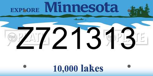 Z721313 Minnesota License Plate
