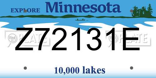 Z72131E Minnesota License Plate