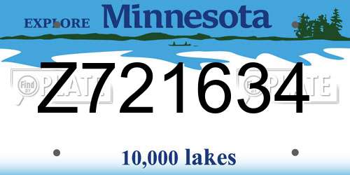 Z721634 Minnesota License Plate