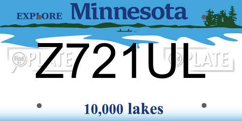 Z721UL Minnesota License Plate