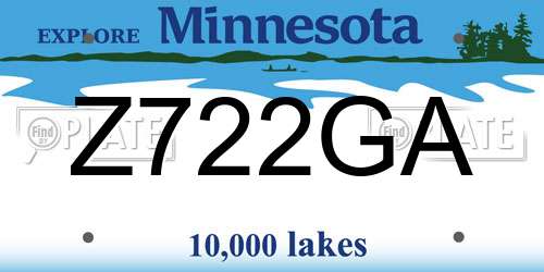 Z722GA Minnesota License Plate