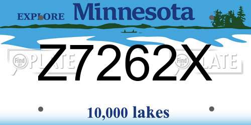 Z7262X Minnesota License Plate