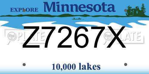 Z7267X Minnesota License Plate