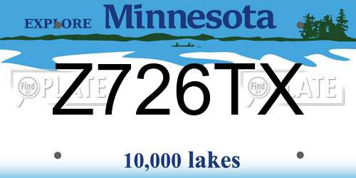 Z726TX Minnesota License Plate