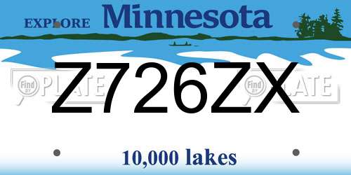 Z726ZX Minnesota License Plate