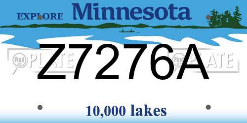 Z7276A Minnesota License Plate
