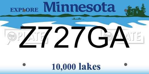 Z727GA Minnesota License Plate
