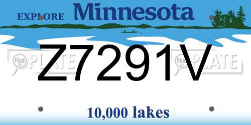 Z7291V Minnesota License Plate