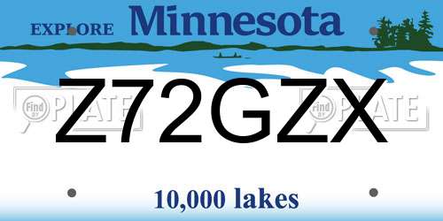Z72GZX Minnesota License Plate