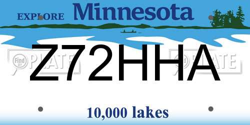Z72HHA Minnesota License Plate