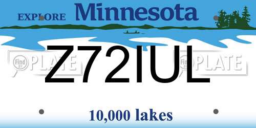 Z72IUL Minnesota License Plate