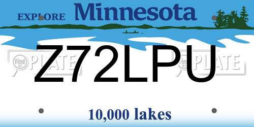 Z72LPU Minnesota License Plate