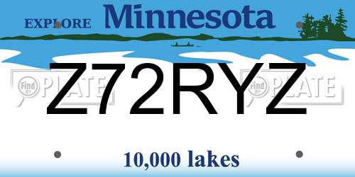 Z72RYZ Minnesota License Plate