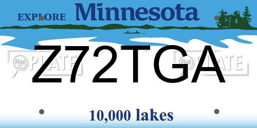 Z72TGA Minnesota License Plate