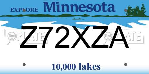 Z72XZA Minnesota License Plate