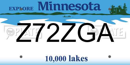 Z72ZGA Minnesota License Plate