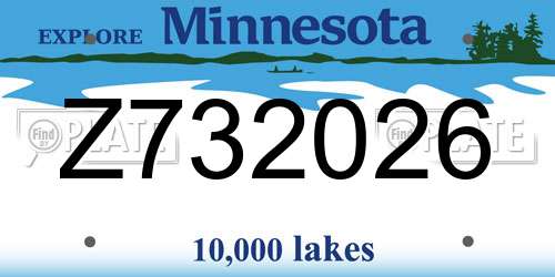Z732026 Minnesota License Plate