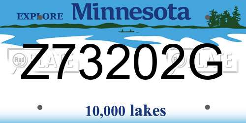 Z73202G Minnesota License Plate