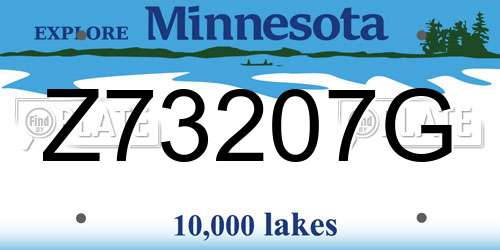 Z73207G Minnesota License Plate