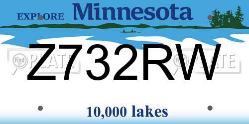 Z732RW Minnesota License Plate