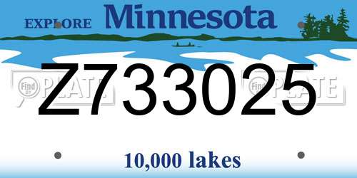 Z733025 Minnesota License Plate