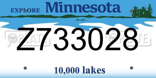 Z733028 Minnesota License Plate