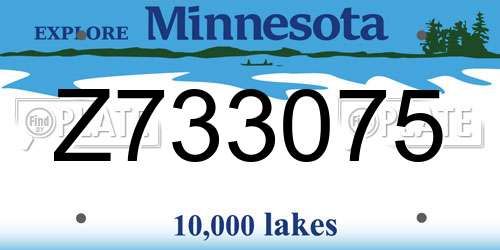 Z733075 Minnesota License Plate