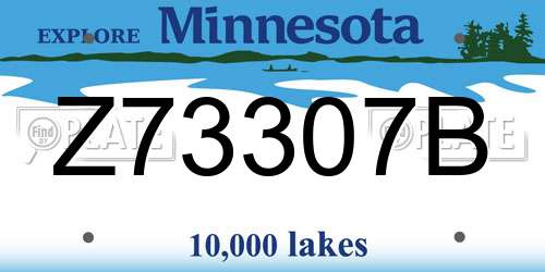 Z73307B Minnesota License Plate