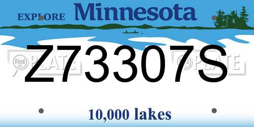 Z73307S Minnesota License Plate