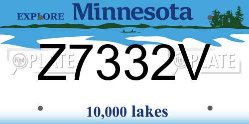 Z7332V Minnesota License Plate