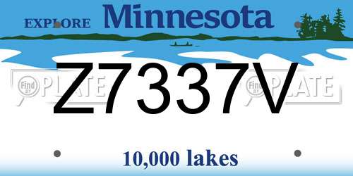 Z7337V Minnesota License Plate